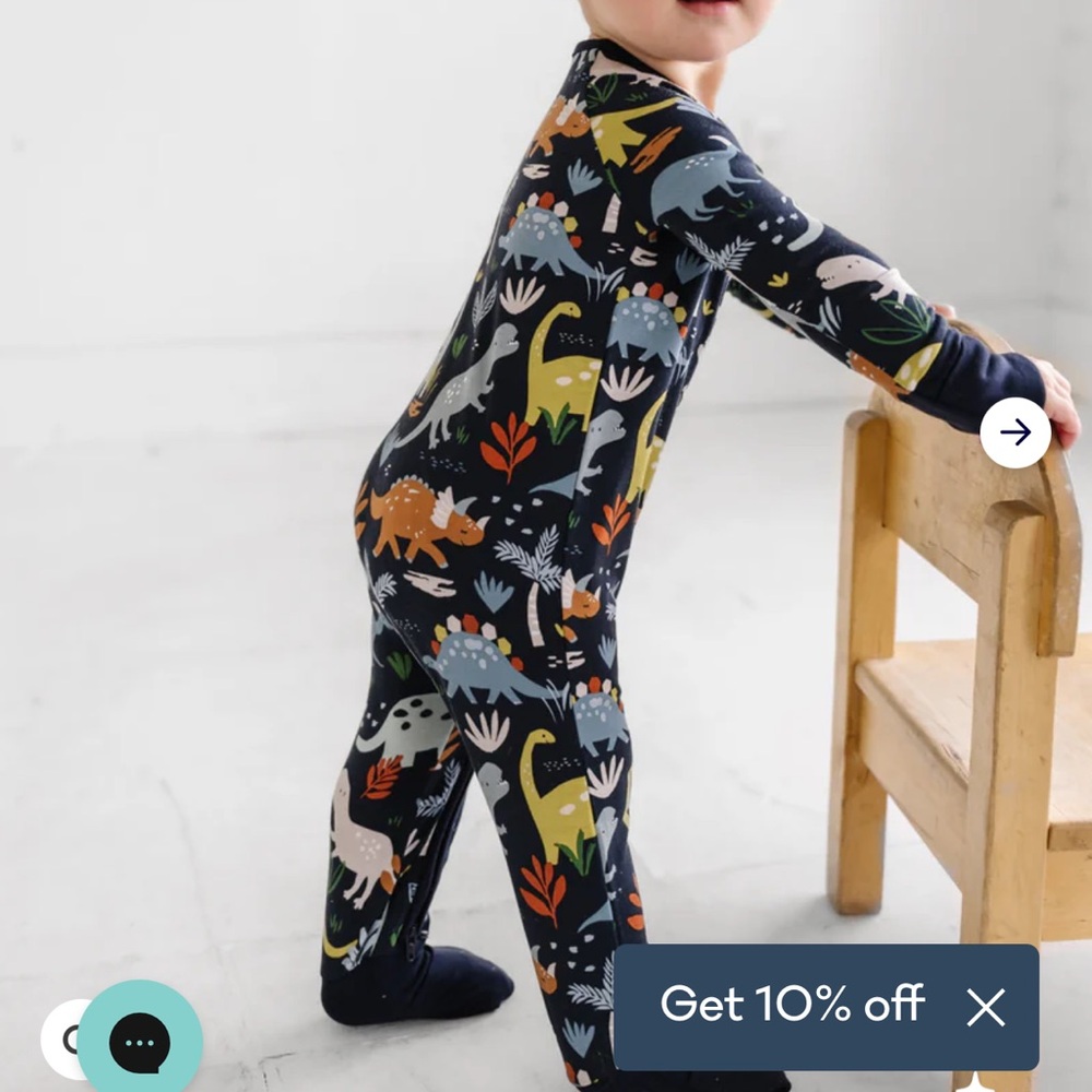 Little Sleepies Dinosaur Print Kids Zippy